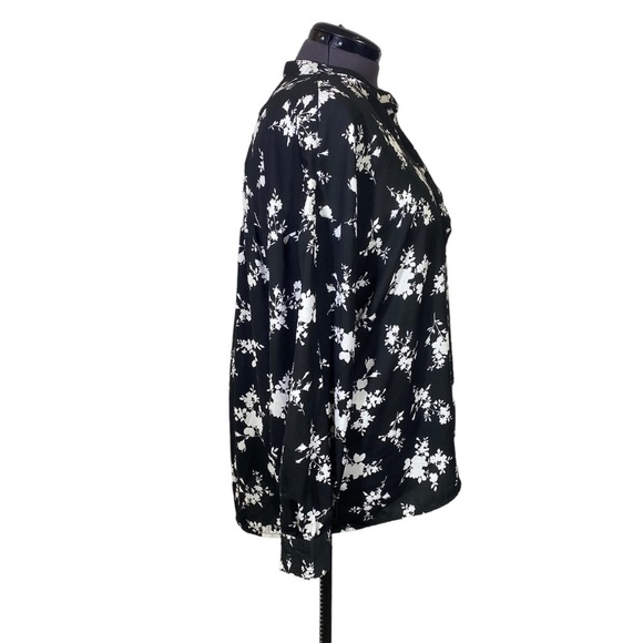 Time & Tru Women Plus size XXL (20) Black White Floral lightweight tunic blouse - Picture 4 of 8